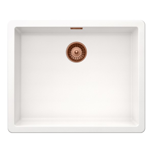 Chiuveta bucatarie Schock Greenwich N-100L 556 x 456 mm Cristadur Polaris, alb polar cu parti vizibile Cupru