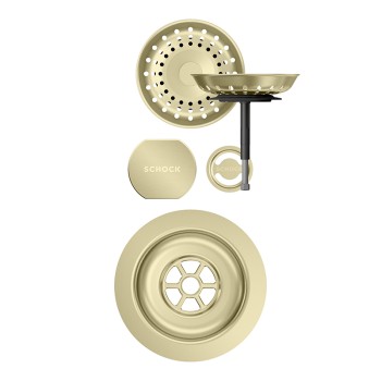 Chiuveta bucatarie Schock Mono N-100S 490 x 510 mm Cristadur Twilight, gri taupe cu parti vizibile White Gold