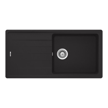 Chiuveta bucatarie Schock Element D-100L Cristalite Nero 1000 x 500 mm, compozit granit, reversibila, montare pe blat, negru