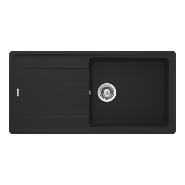 Chiuveta bucatarie Schock Element D-100L Cristalite Nero 1000 x 500 mm, compozit granit, reversibila, montare pe blat, negru