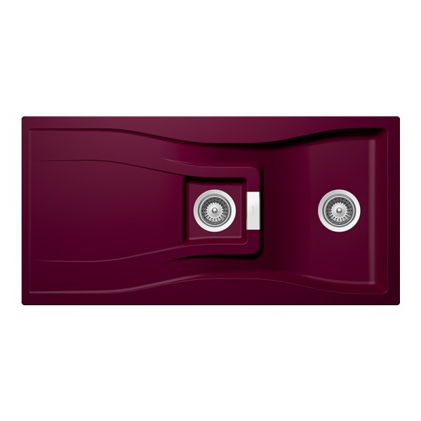 Chiuveta bucatarie Schock Waterfall D-150 Cristadur Berry 1000 x 500 mm, reversibila, montare pe blat, purpuriu roz