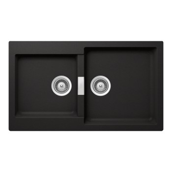Chiuveta bucatarie Schock Primus N-200 Cristalite Nero 860 x 500 mm, compozit granit, reversibila, montare pe blat, negru