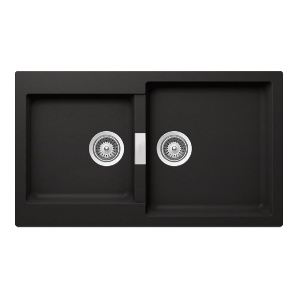 Chiuveta bucatarie Schock Primus N-200 Cristalite Nero 860 x 500 mm, compozit granit, reversibila, montare pe blat, negru