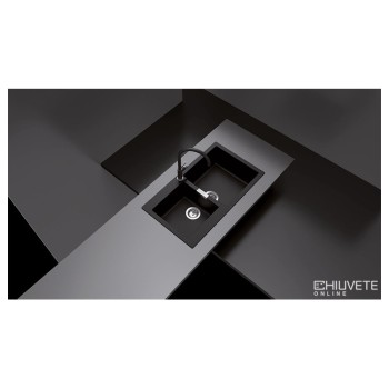 Chiuveta bucatarie Schock Primus N-200 Cristalite Nero 860 x 500 mm, compozit granit, reversibila, montare pe blat, negru