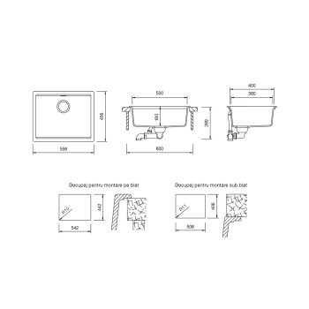 Chiuveta bucatarie Schock Kiruna N-100L Cristadur Green Line Ivy 556 x 456 mm, montare pe/sub blat, verde inchis intens