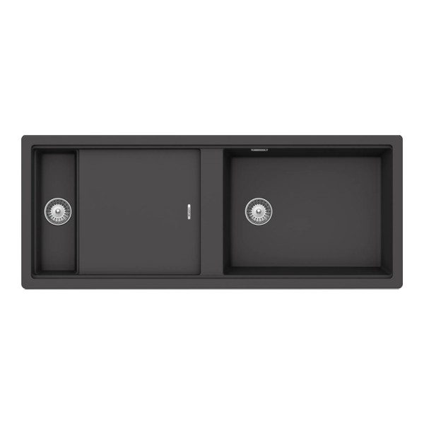 Chiuveta bucatarie Schock Prepstation D-150 Cristadur Green Line Dusk 1140 x 460 mm, reversibila, pe/sub blat, gri inchis mat