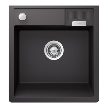 Chiuveta bucatarie Schock Kallio M-100 Cristadur Green Line Dusk 598 x 630 mm cu sifon, montare modul, gri inchis mat