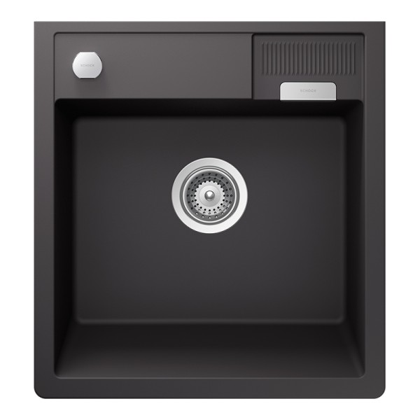 Chiuveta bucatarie Schock Kallio M-100 Cristadur Green Line Dusk 598 x 630 mm cu sifon, montare modul, gri inchis mat