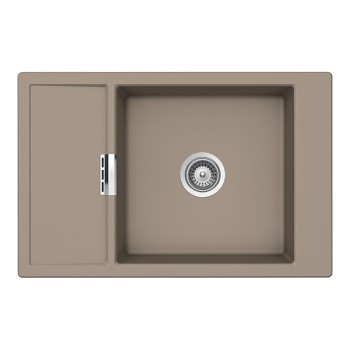 Chiuveta bucatarie Schock Mono D-100XS Cristadur Green Line Twilight 780 x 510 mm, reversibila, montare pe blat, gri taupe