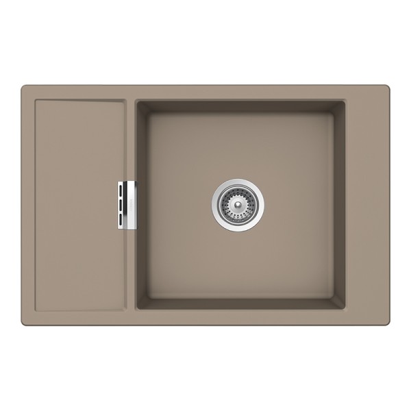 Chiuveta bucatarie Schock Mono D-100XS Cristadur Green Line Twilight 780 x 510 mm, reversibila, montare pe blat, gri taupe