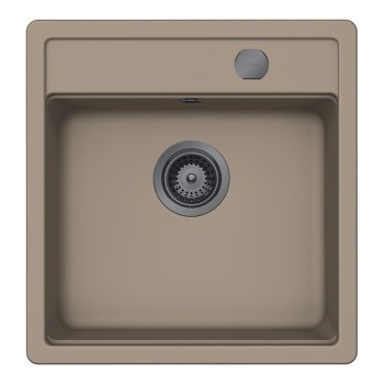 Chiuveta bucatarie Schock Mono N-100S 490 x 510 mm Cristadur Twilight, gri taupe cu parti vizibile Gunmetal