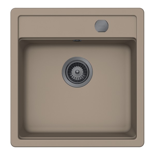 Chiuveta bucatarie Schock Mono N-100S 490 x 510 mm Cristadur Twilight, gri taupe cu parti vizibile Gunmetal