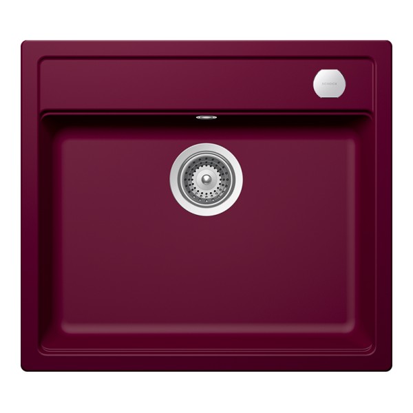 Chiuveta bucatarie Schock Mono N-100 Cristadur Berry 570 x 510 mm cu sifon, compozit granit, montare pe blat, purpuriu roz