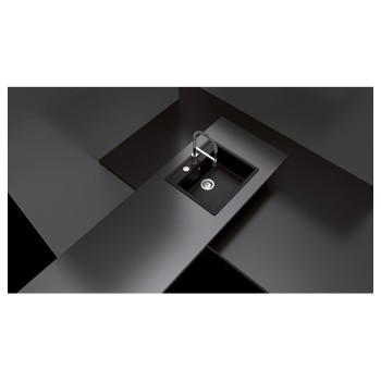 Chiuveta bucatarie Schock Mono N-100 Cristadur Berry 570 x 510 mm cu sifon, compozit granit, montare pe blat, purpuriu roz