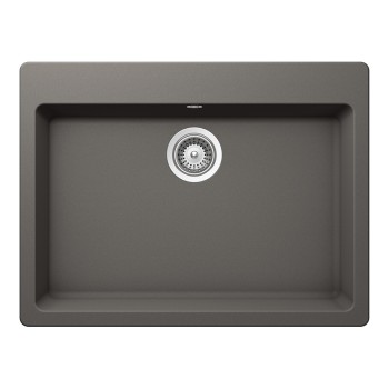 Chiuveta bucatarie Schock Galaxy N-100L Cristadur Silverstone 700 x 530 mm, compozit granit, montare pe blat, gri inchis