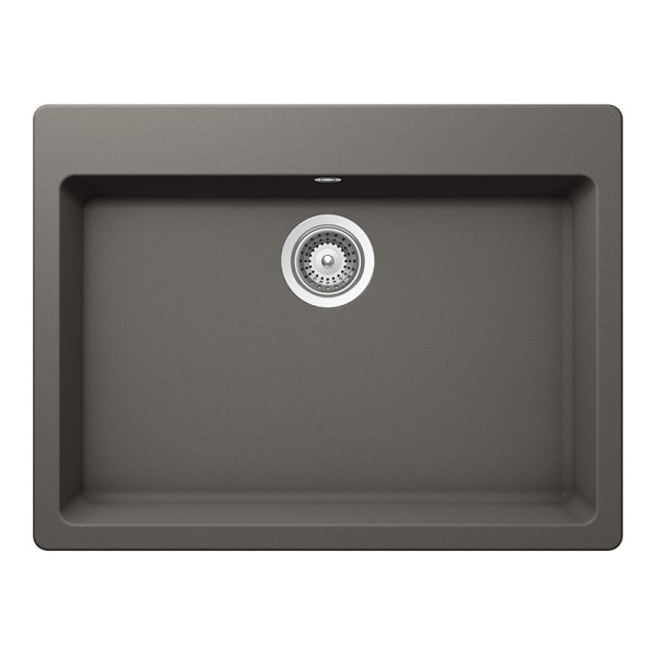 Chiuveta bucatarie Schock Galaxy N-100L Cristadur Silverstone 700 x 530 mm, compozit granit, montare pe blat, gri inchis
