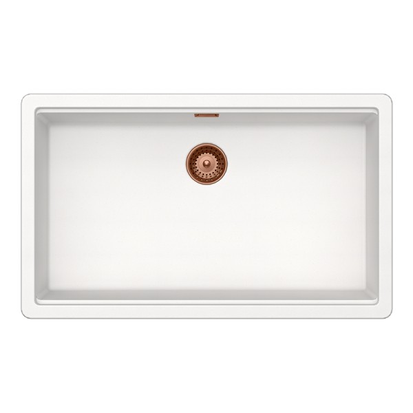 Chiuveta bucatarie Schock Greenwich N-100XL 750 x 456 mm Cristadur Polaris, alb polar cu parti vizibile Cupru