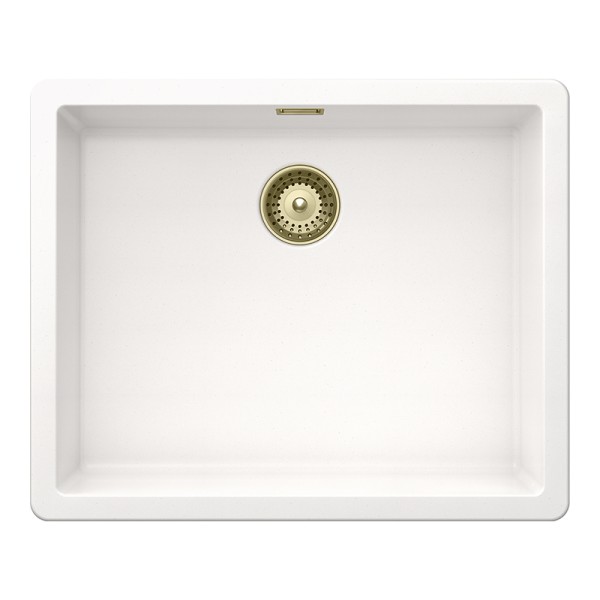 Chiuveta bucatarie Schock Greenwich N-100L 556 x 456 mm Cristadur Polaris, alb polar cu parti vizibile White Gold