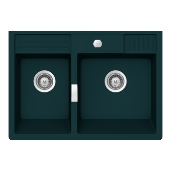 Chiuveta bucatarie Schock Kallio M-175 Cristadur Green Line Ivy 898 x 630 mm cu sifon, montare modul, verde inchis intens