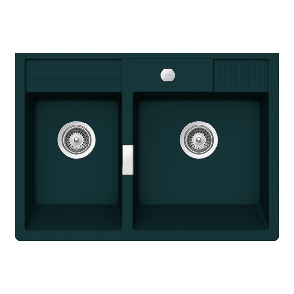 Chiuveta bucatarie Schock Kallio M-175 Cristadur Green Line Ivy 898 x 630 mm cu sifon, montare modul, verde inchis intens