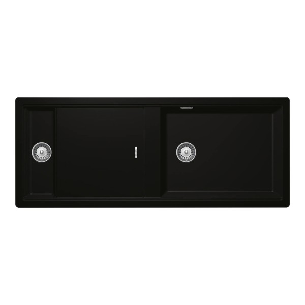 Chiuveta bucatarie Schock Prepstation D-150 Cristadur Green Line Night 1140 x 460 mm, reversibila, pe/sub blat, negru profund