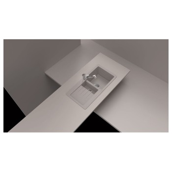 Chiuveta bucatarie Schock Typos D-150S Cristalite Vanilla 860 x 435 mm, reversibila, montare pe blat, bej deschis