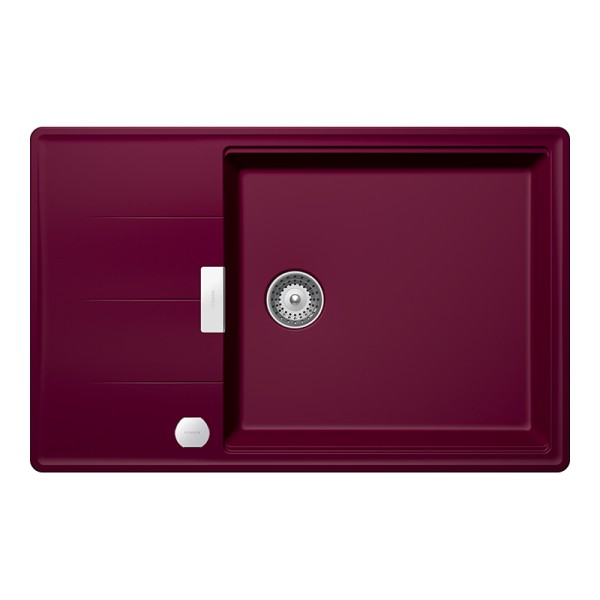 Chiuveta bucatarie Schock Tia D-100LS Cristadur Berry 780 x 500 mm cu sifon, reversibila, montare pe blat, purpuriu roz