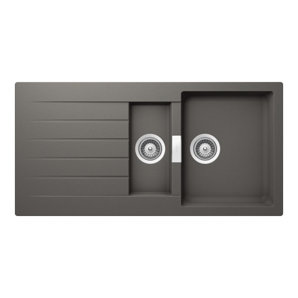 Chiuveta bucatarie Schock Signus D-150 Cristadur Silverstone 1000 x 500 mm, reversibila, montare pe blat, gri inchis