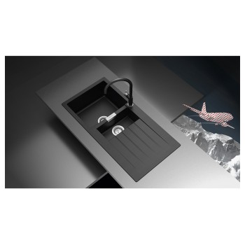 Chiuveta bucatarie Schock Signus D-150 Cristadur Silverstone 1000 x 500 mm, reversibila, montare pe blat, gri inchis