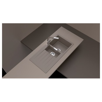 Chiuveta bucatarie Schock Signus D-150 Cristadur Silverstone 1000 x 500 mm, reversibila, montare pe blat, gri inchis