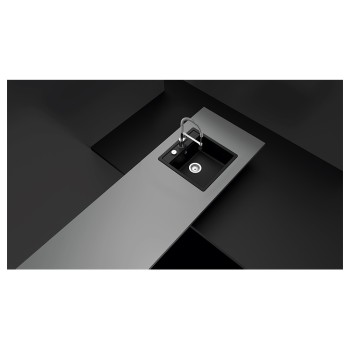 Chiuveta bucatarie Schock Mono N-100S 490 x 510 mm Cristadur Puro, negru intens cu parti vizibile White Gold