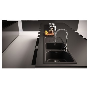 Chiuveta bucatarie Schock Formhaus D-200 Cristalite Vanilla 1160 x 500 mm, reversibila, montare pe blat, bej deschis