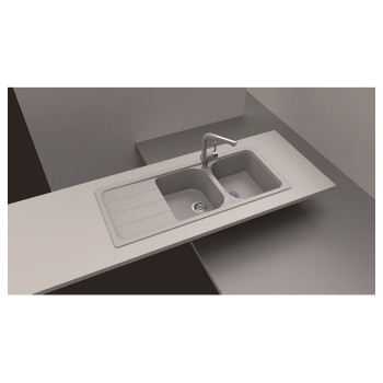 Chiuveta bucatarie Schock Formhaus D-200 Cristalite Vanilla 1160 x 500 mm, reversibila, montare pe blat, bej deschis