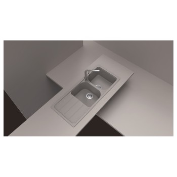 Chiuveta bucatarie Schock Formhaus D-200 Cristalite Vanilla 1160 x 500 mm, reversibila, montare pe blat, bej deschis