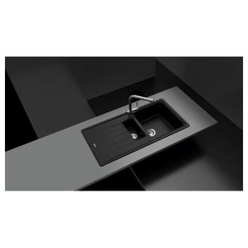 Chiuveta bucatarie Schock Element D-150 Cristalite Asphalt 1000 x 500 mm, reversibila, montare pe blat, gri asfalt