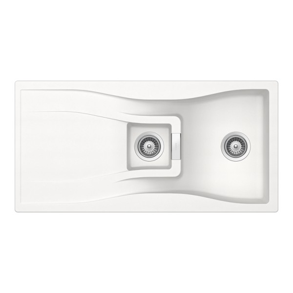 Chiuveta bucatarie Schock Waterfall D-150 Cristadur Polaris 1000 x 500 mm, reversibila, montare pe blat, alb polar