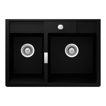 Chiuveta bucatarie Schock Kallio M-175 Cristadur Green Line Night 898 x 630 mm cu sifon, montare modul, negru profund