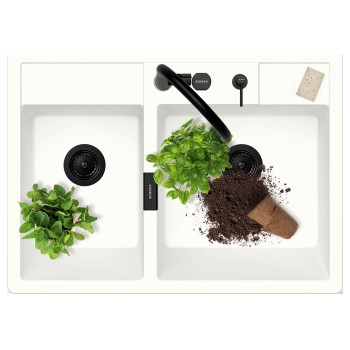 Chiuveta bucatarie Schock Kallio M-175 Cristadur Green Line Night 898 x 630 mm cu sifon, montare modul, negru profund