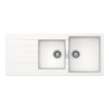 Chiuveta bucatarie Schock Signus D-200 Cristadur Polaris 1160 x 500 mm, compozit granit, reversibila, montare pe blat, alb polar