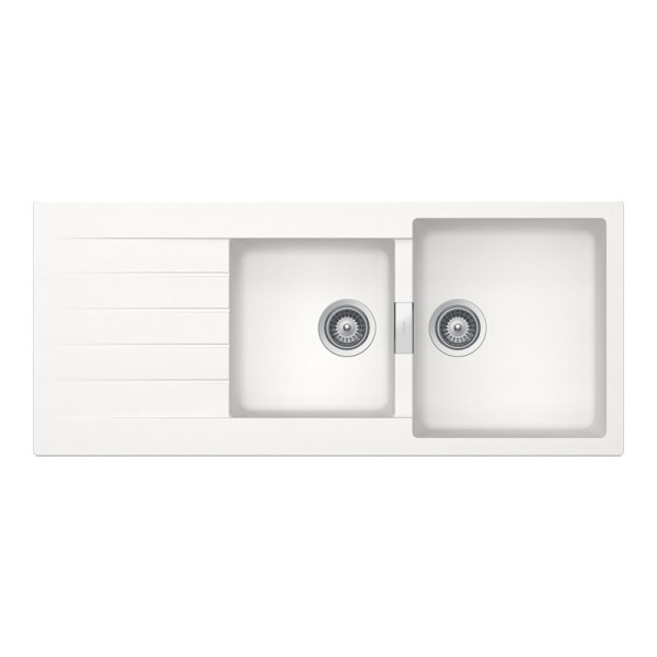 Chiuveta bucatarie Schock Signus D-200 Cristadur Polaris 1160 x 500 mm, compozit granit, reversibila, montare pe blat, alb polar