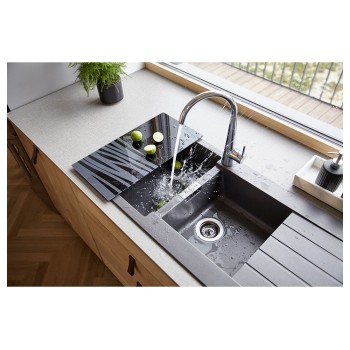 Chiuveta bucatarie Schock Signus D-200 Cristadur Polaris 1160 x 500 mm, compozit granit, reversibila, montare pe blat, alb polar