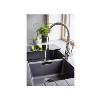 Chiuveta bucatarie Schock Signus D-200 Cristadur Polaris 1160 x 500 mm, compozit granit, reversibila, montare pe blat, alb polar