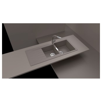 Chiuveta bucatarie Schock Signus D-200 Cristadur Polaris 1160 x 500 mm, compozit granit, reversibila, montare pe blat, alb polar