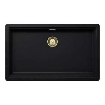 Chiuveta bucatarie Schock Greenwich N-100XL 750 x 456 mm Cristadur Puro, negru intens cu parti vizibile White Gold