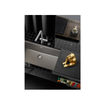 Chiuveta bucatarie Schock Greenwich N-100XL 750 x 456 mm Cristadur Puro, negru intens cu parti vizibile White Gold