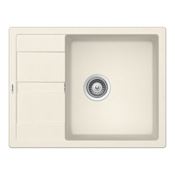 Chiuveta bucatarie Schock Ronda D-100L Cristalite Vanilla 650 x 500 mm, reversibila, montare pe blat, bej deschis