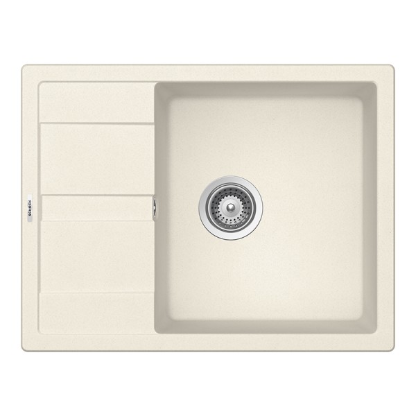 Chiuveta bucatarie Schock Ronda D-100L Cristalite Vanilla 650 x 500 mm, reversibila, montare pe blat, bej deschis