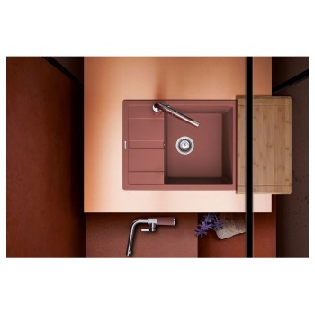 Chiuveta bucatarie Schock Ronda D-100L Cristalite Vanilla 650 x 500 mm, reversibila, montare pe blat, bej deschis