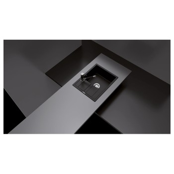 Chiuveta bucatarie Schock Ronda D-100L Cristalite Vanilla 650 x 500 mm, reversibila, montare pe blat, bej deschis