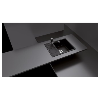 Chiuveta bucatarie Schock Ronda D-100L Cristalite Vanilla 650 x 500 mm, reversibila, montare pe blat, bej deschis